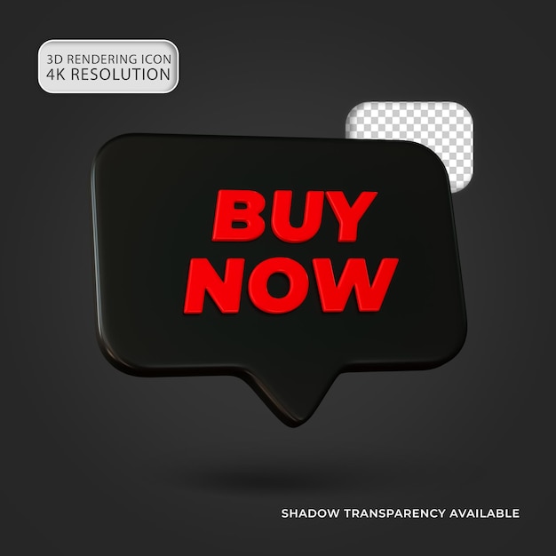 Negro brillante Compra ahora venta Puntero de flecha Icono 3D aislado Ilustración para la composición