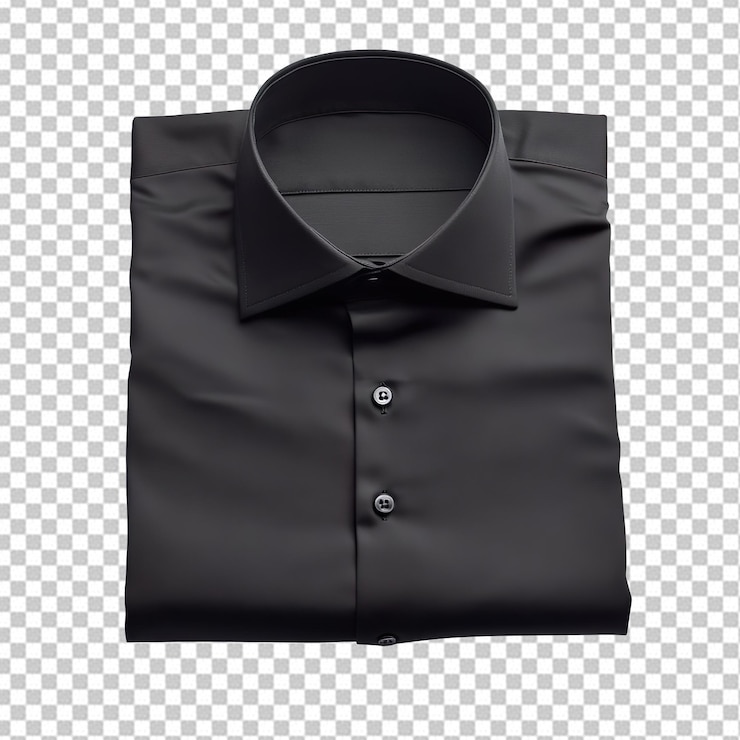 PSD negro classico piegato bella camicia isolata su sfondo trasparente