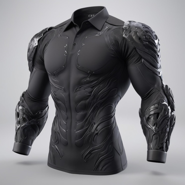 PSD negro lleno de armas camisa psd en un fondo oscuro