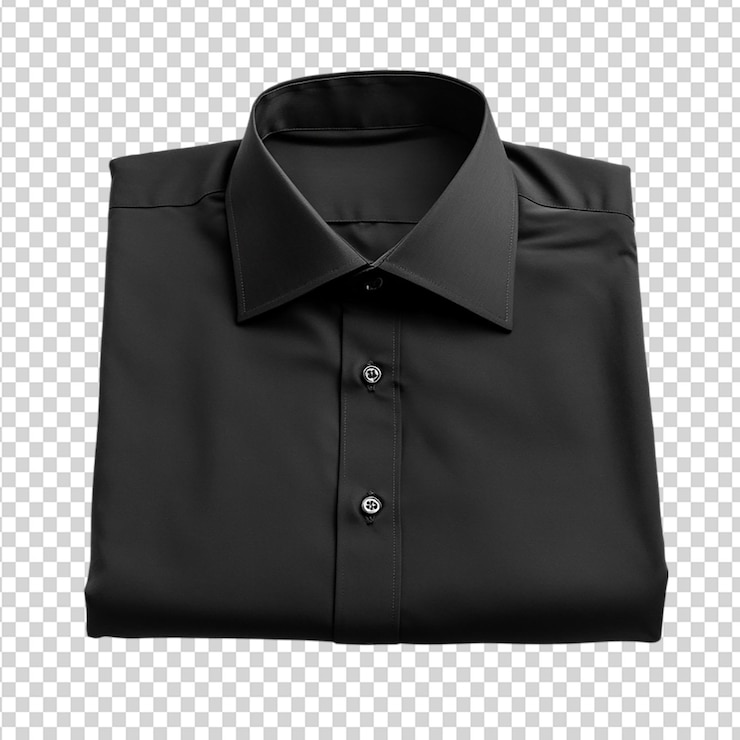PSD negro piegato bella camicia isolata su sfondo trasparente