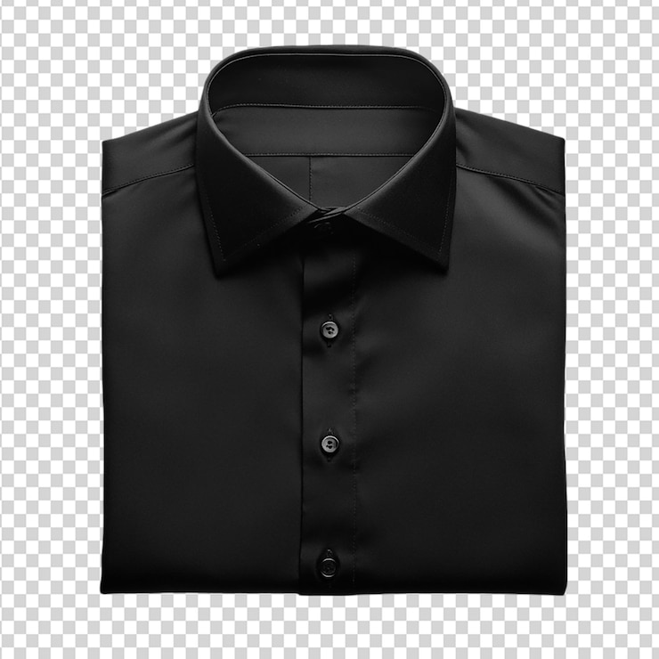 PSD negro piegato bella camicia isolata su sfondo trasparente