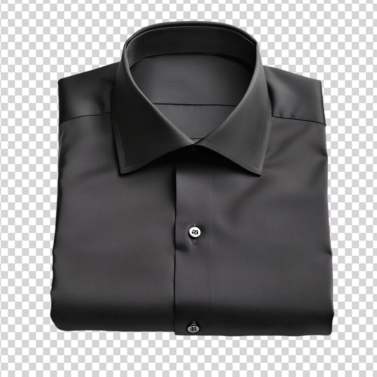 PSD negro piegato bella camicia isolata su sfondo trasparente