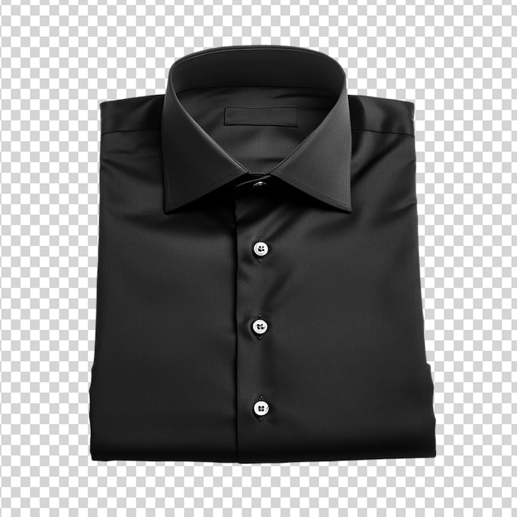 PSD negro piegato bella camicia isolata su sfondo trasparente