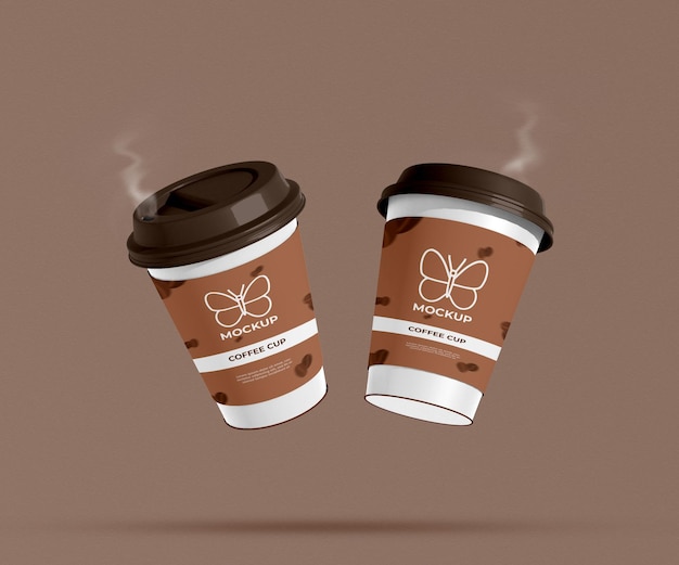 Nehmen Sie Papierkaffeetassenmodell mit Rauch weg