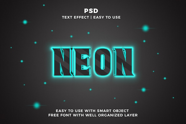 Neon 3d editable Photoshop estilo de efecto de texto psd con fondo