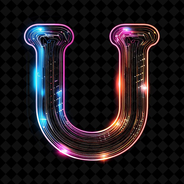 Neon Alfabeto e Números Coleção PNG Glowing Typography Elemento de Design para Arte Gráfica Moderna