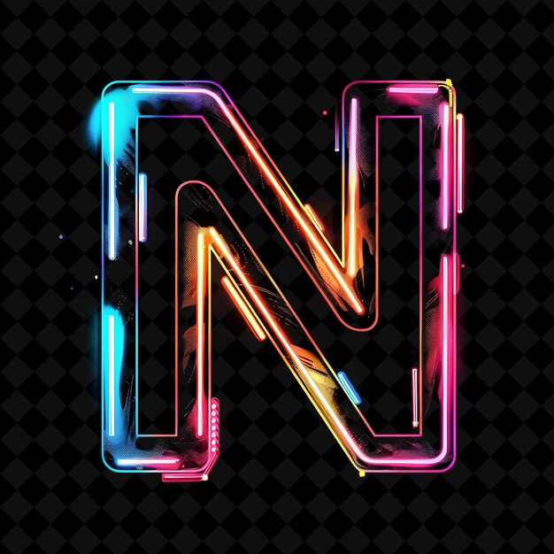 Neon Alfabeto e Números Coleção PNG Glowing Typography Elemento de Design para Arte Gráfica Moderna