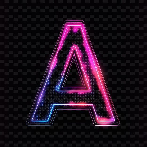 Neon Alfabeto e Números Coleção PNG Glowing Typography Elemento de Design para Arte Gráfica Moderna
