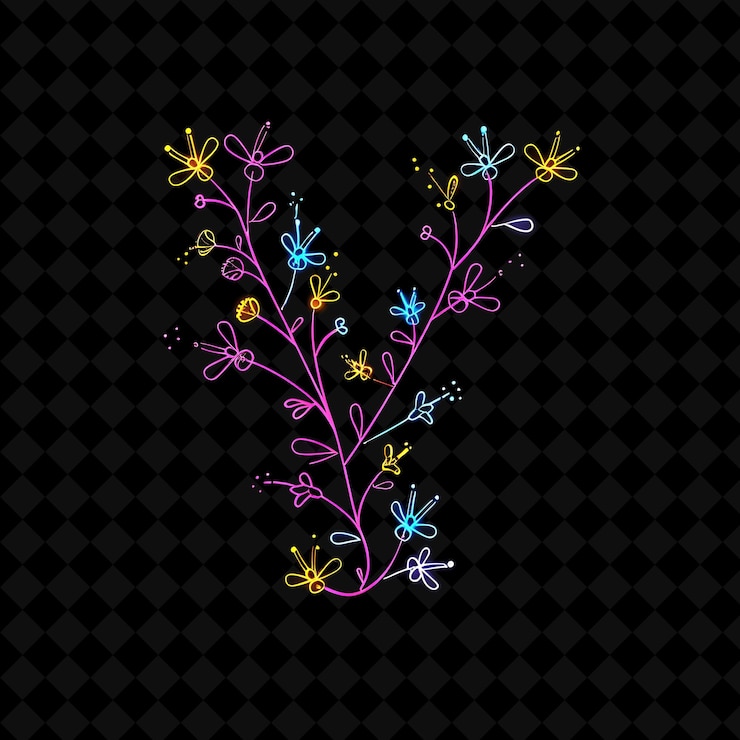 PSD neon alfabeto y números colección png glowing typography elemento de diseño para arte gráfico moderno