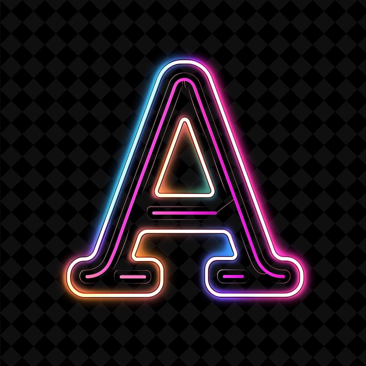 PSD neon alfabeto y números colección png glowing typography elemento de diseño para arte gráfico moderno