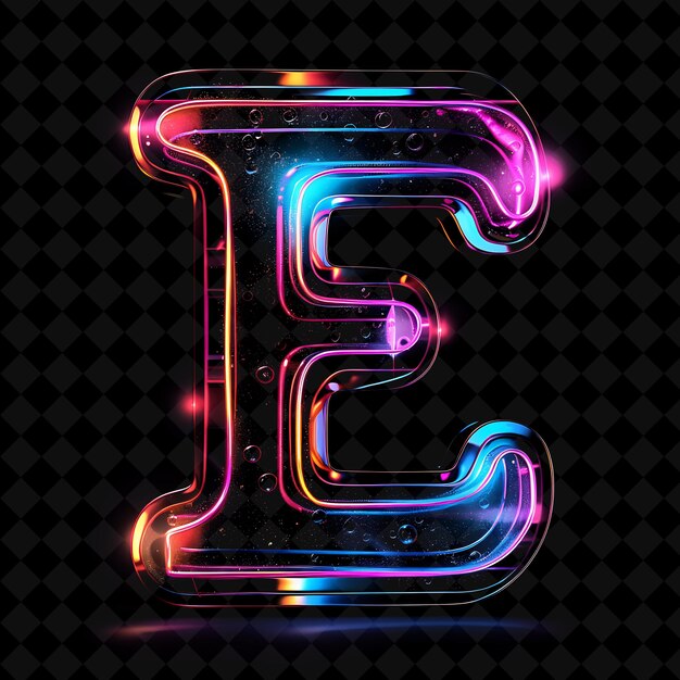 Neon Alfabeto y Números Colección PNG Glowing Typography Elemento de diseño para arte gráfico moderno