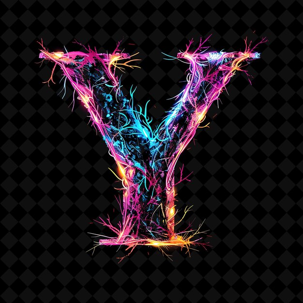 Neon Alphabet and Numbers PNG Collection Glowing Typography Elemento di progettazione per l'arte grafica moderna