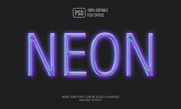 PSD neon bearbeitbarer texteffekt