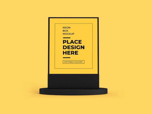 Neon Box Mockup Design Rendering