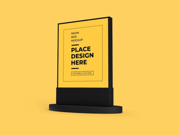 Neon Box Mockup Design Rendering