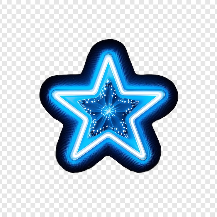 PSD neon brilha estrela isolada em fundo transparente