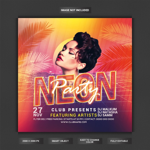 Neon-club-party-flyer-vorlage