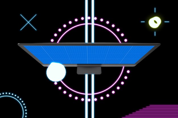 Neon computer mockup
