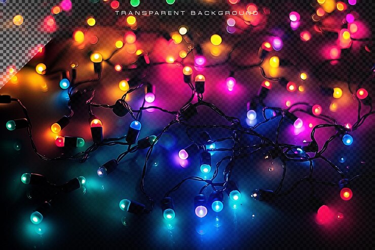 PSD neón configuración de iluminación colorida en un fondo transparente
