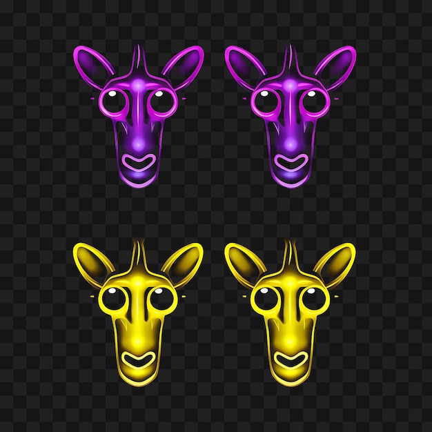 PSD neon design de girafa face icon emoji com tall surprised sleepy e hungr clipart tatuagem de ideia