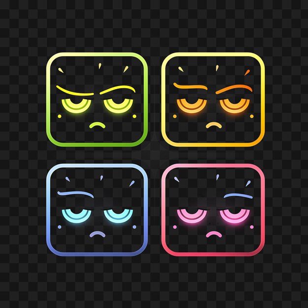 PSD neon design de l'icône du visage non amusé emoji avec l'ennui non impressionné et indifférent clipart idée tatouage