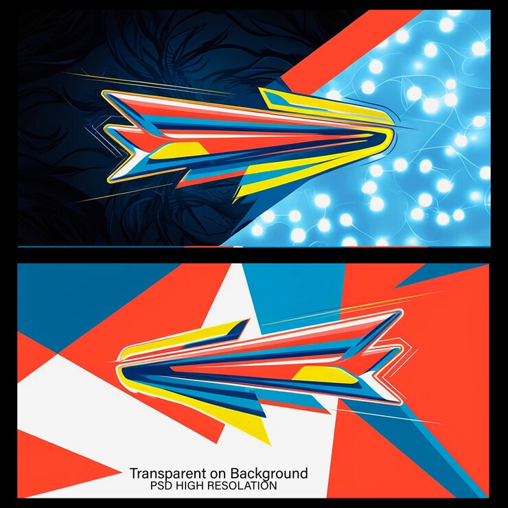 PSD neon-dreiecke und kreise in einem futuristischen grafischen stil top-view auf durchsichtigem hintergrund