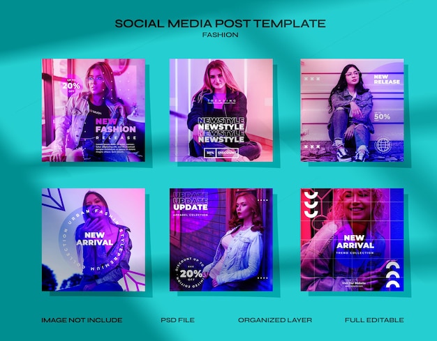 PSD neon fashion sale social media beitragsvorlage