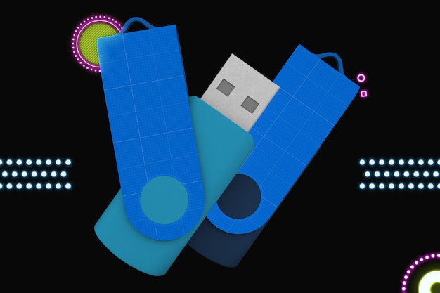 neon flash memory mockup
