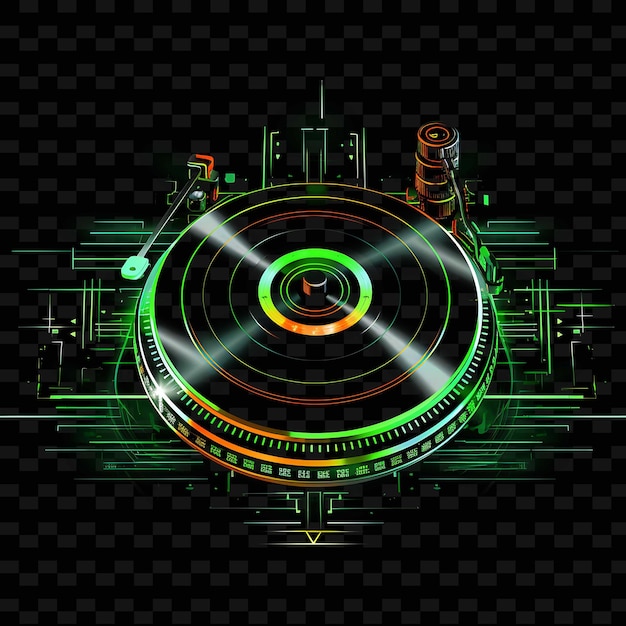 Neon Futuristic Djfuturistic Dj Linesturntable Illustrationen Form Y2K Neon Lichtkunst Sammlungen