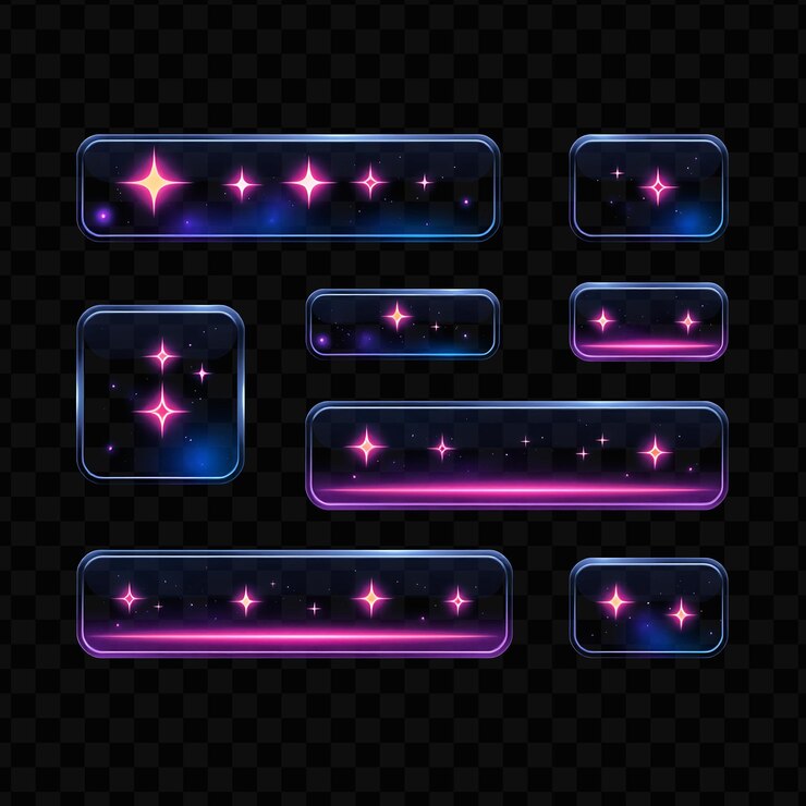 PSD neon galaxy buttons y diseño de elementos de la interfaz de usuario