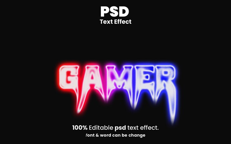 PSD neon gamer efectos de texto psd