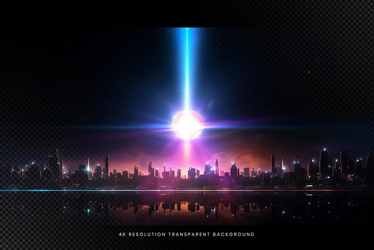 PSD neon genesis el despertar de un paisaje urbano cibernético