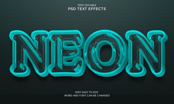 Neon glass 3d text effect