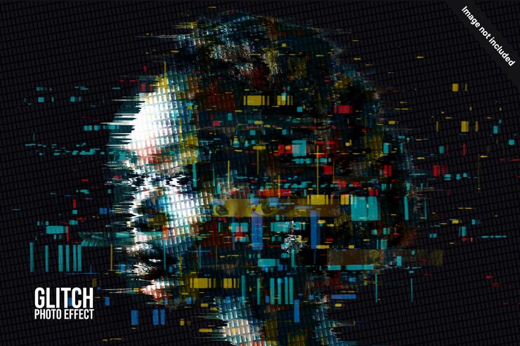 PSD neon glitch art photoshop action