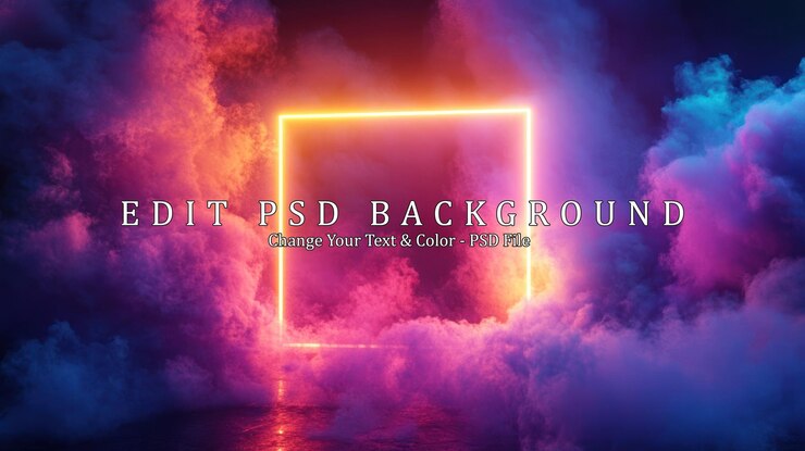 PSD neon glow in the clouds