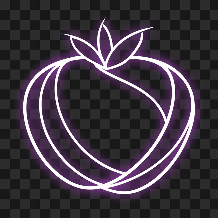 PSD neon glowing apple outline futuristic digital fruit design su sfondo trasparente png