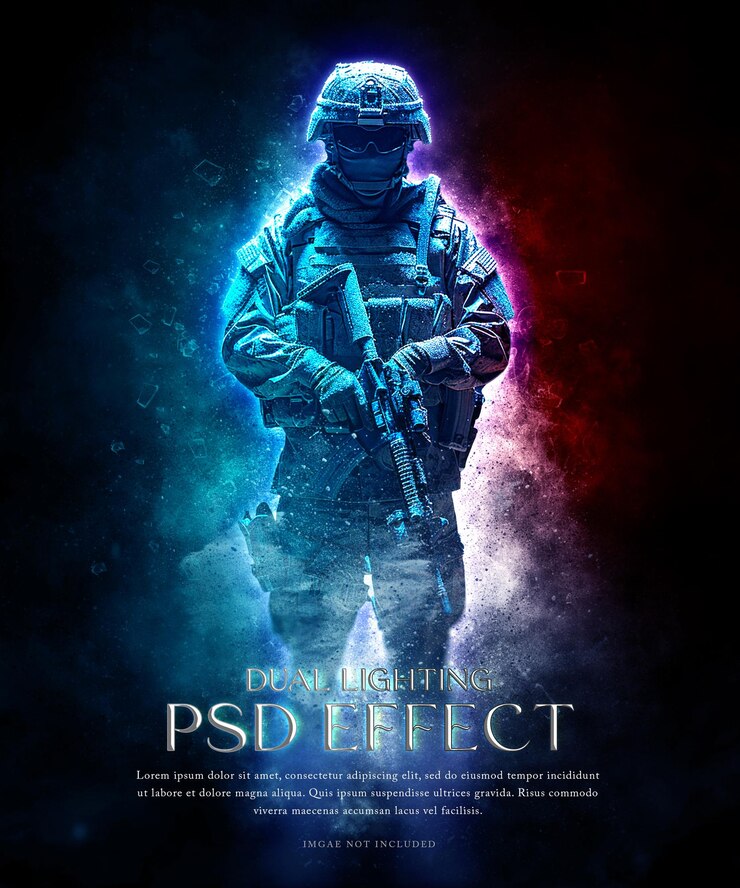 PSD neon glowing smoke poster design photo effect