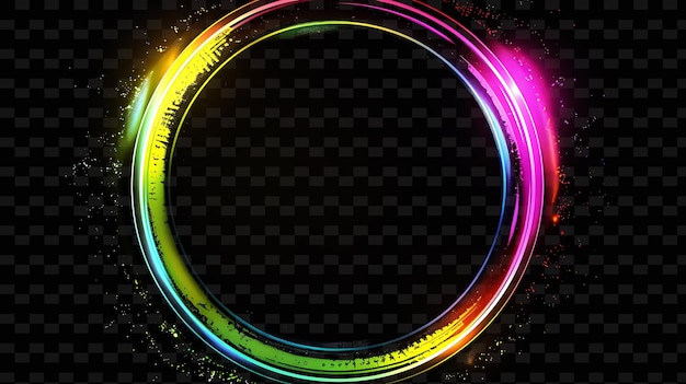 Neon halo un cartel circular con un centro holográfico para la decoración de carteles creativos de la forma y2k