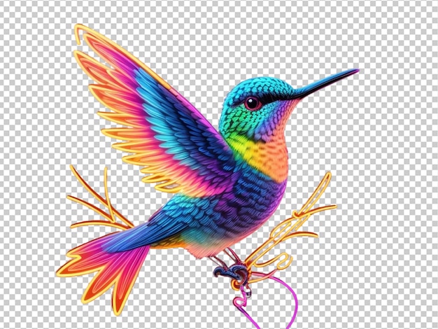 PSD neon-illustration des calibri-vogels kolibri