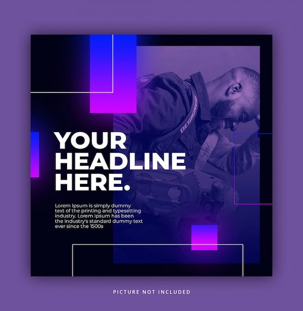 Neon instagram post template elegant trendy dynamic