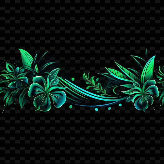 PSD neon jungle borderline design neon lines style plan tropical forme y2k les collections d'art lumineux au néon