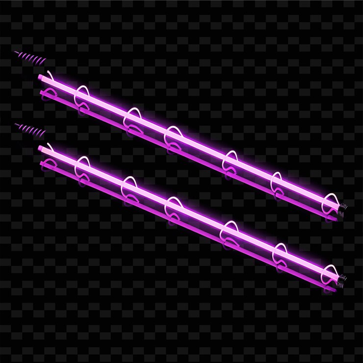 PSD neon led tube lights con fili neri di colore viola vibrante s y2k neon light sfondo decorativo