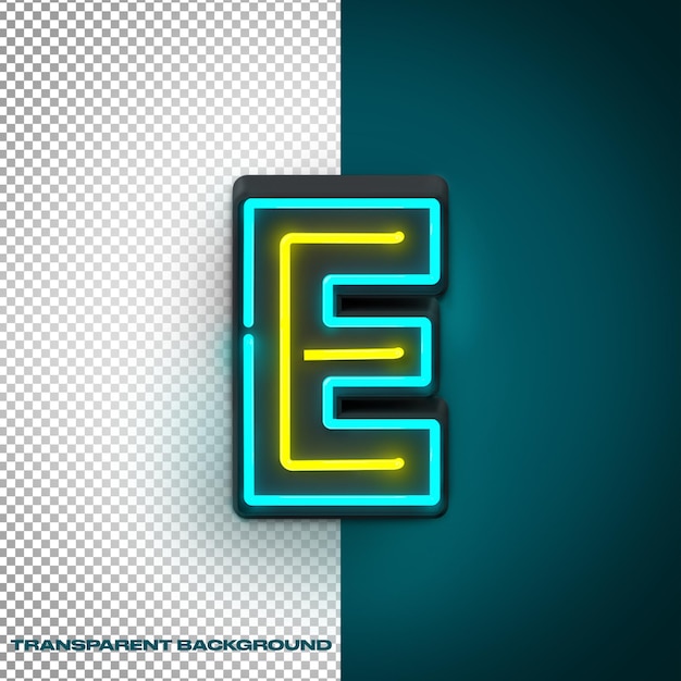 Neon Letter E - 3D Glowing Alphabet for Branding and Design