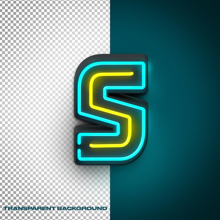 PSD neon letter s on transparent background