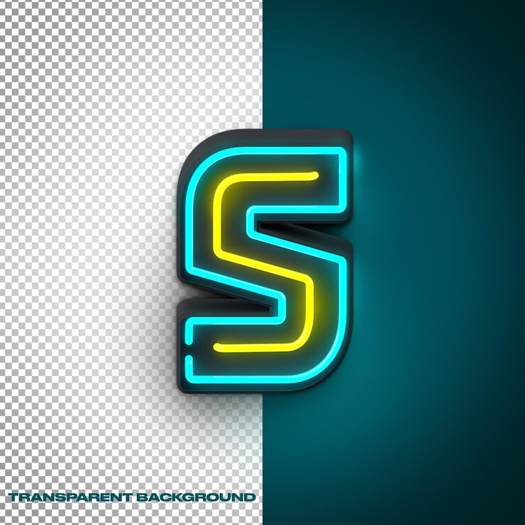 Neon Letter S on Transparent Background
