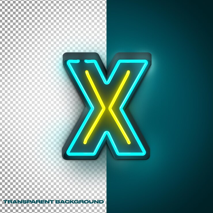 PSD neon letter x - 3d render