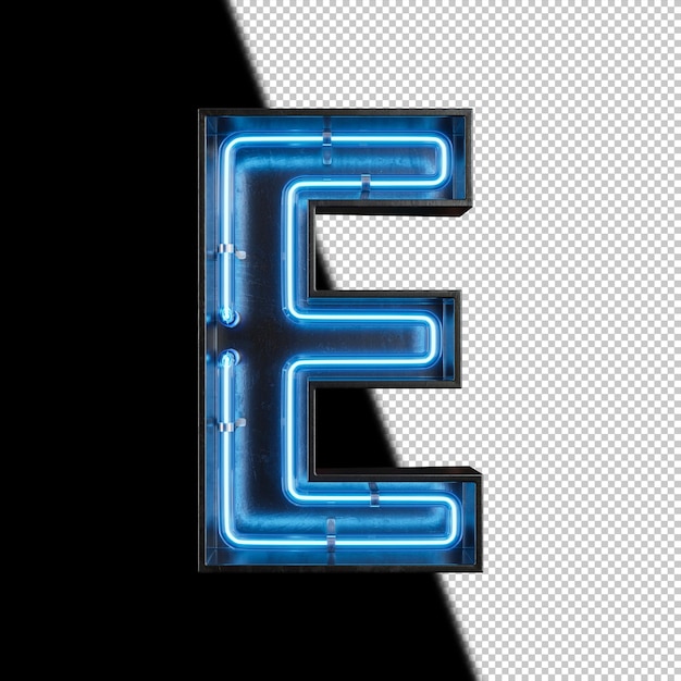 PSD neon light letter e