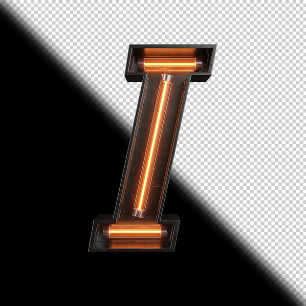 PSD neon light letter i