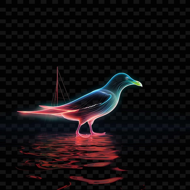PSD neon lines seaside seagull grey soaring neon lines voiliers soaring ne y2k shapes psd gradients