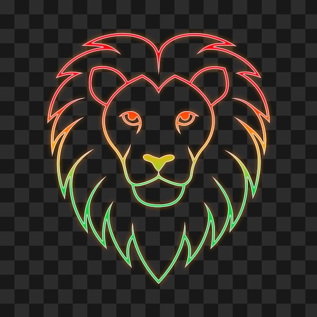 neon lion head glow effect isolated on transparent background
